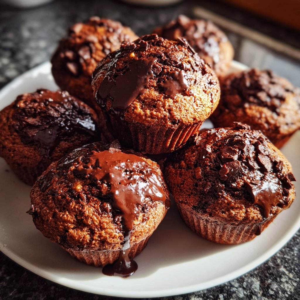 Muffins mit Schokolade pur