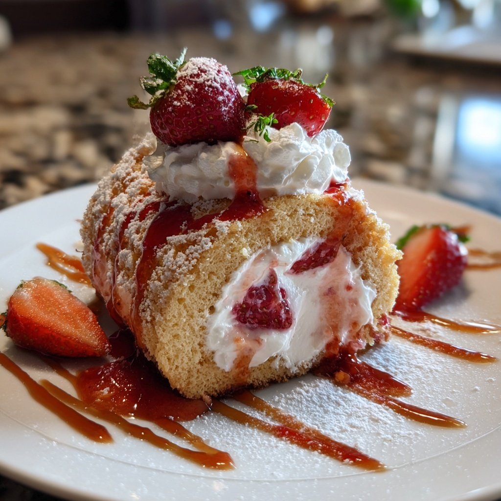 Erdbeer Biskuitrolle Mit Vanille Creme