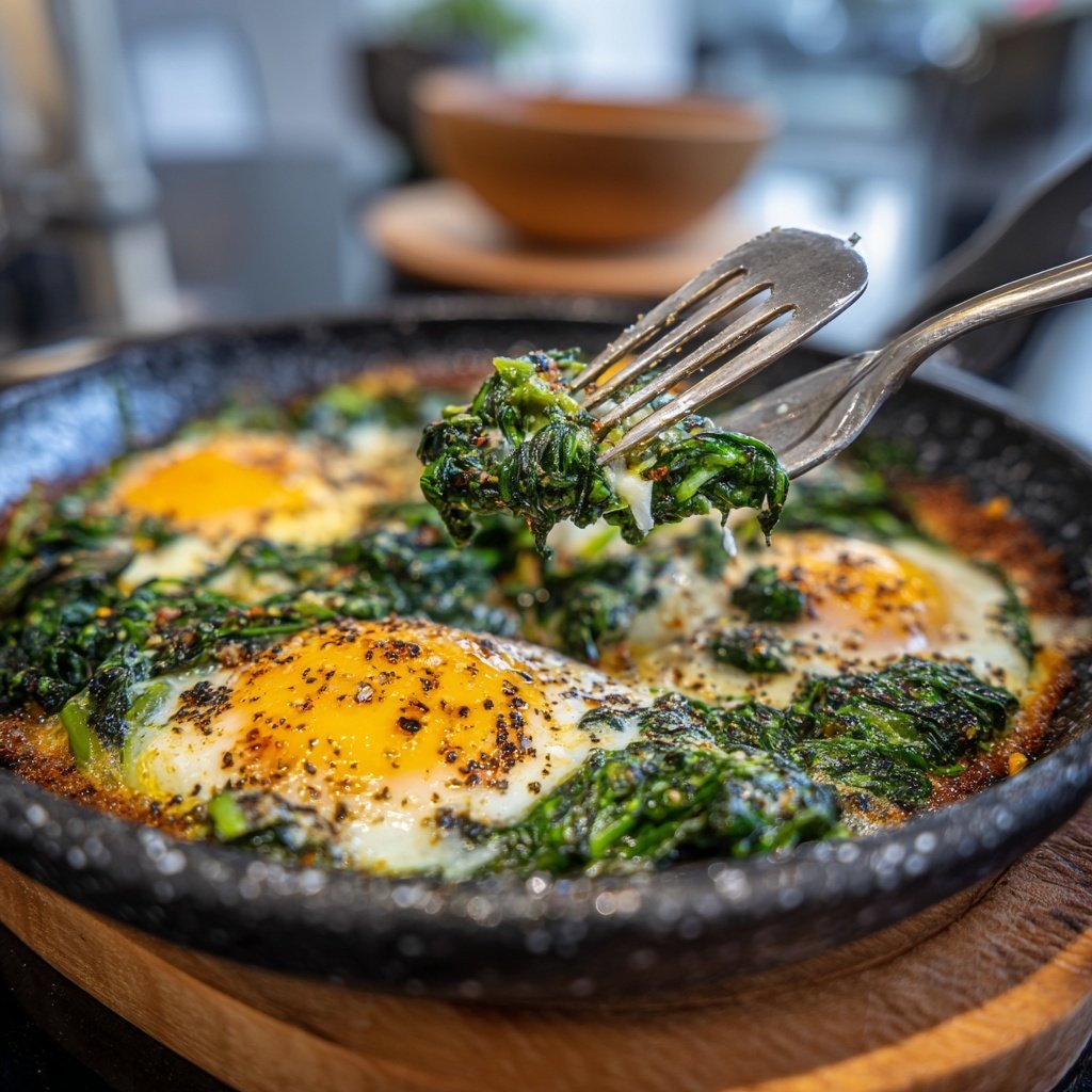 Kalorienarme Spinat Pfanne Mit Ei