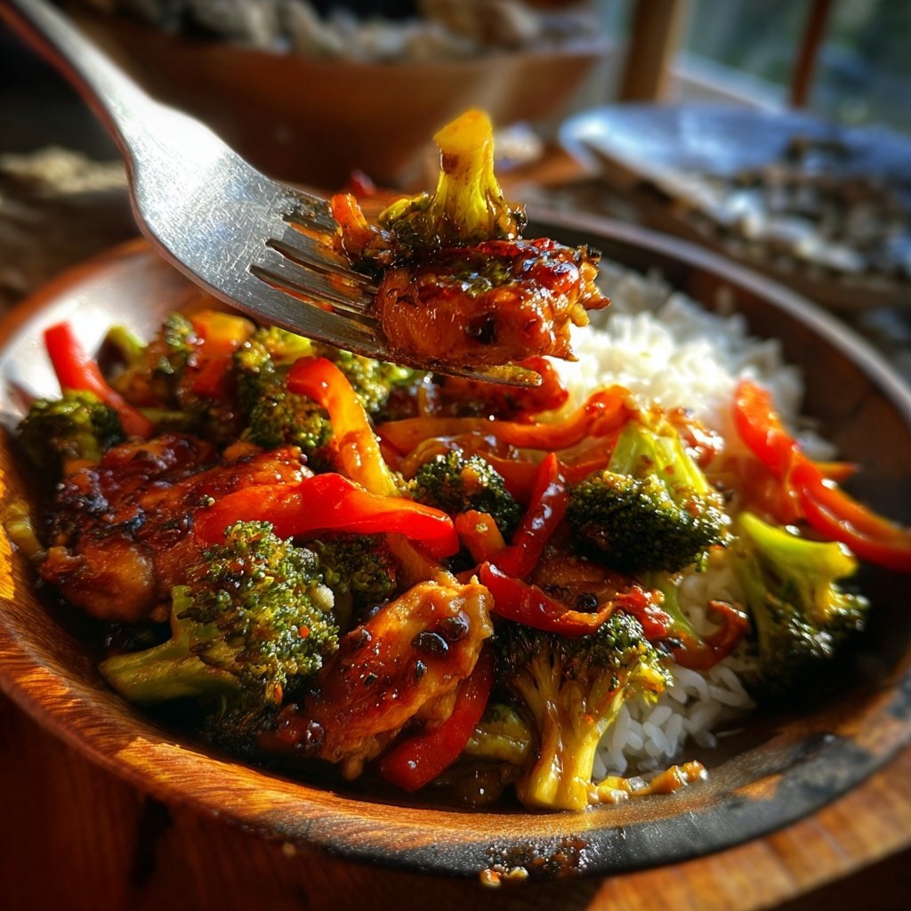 Kalorienarme Hähnchenpfanne Mit Brokkoli Und Paprika