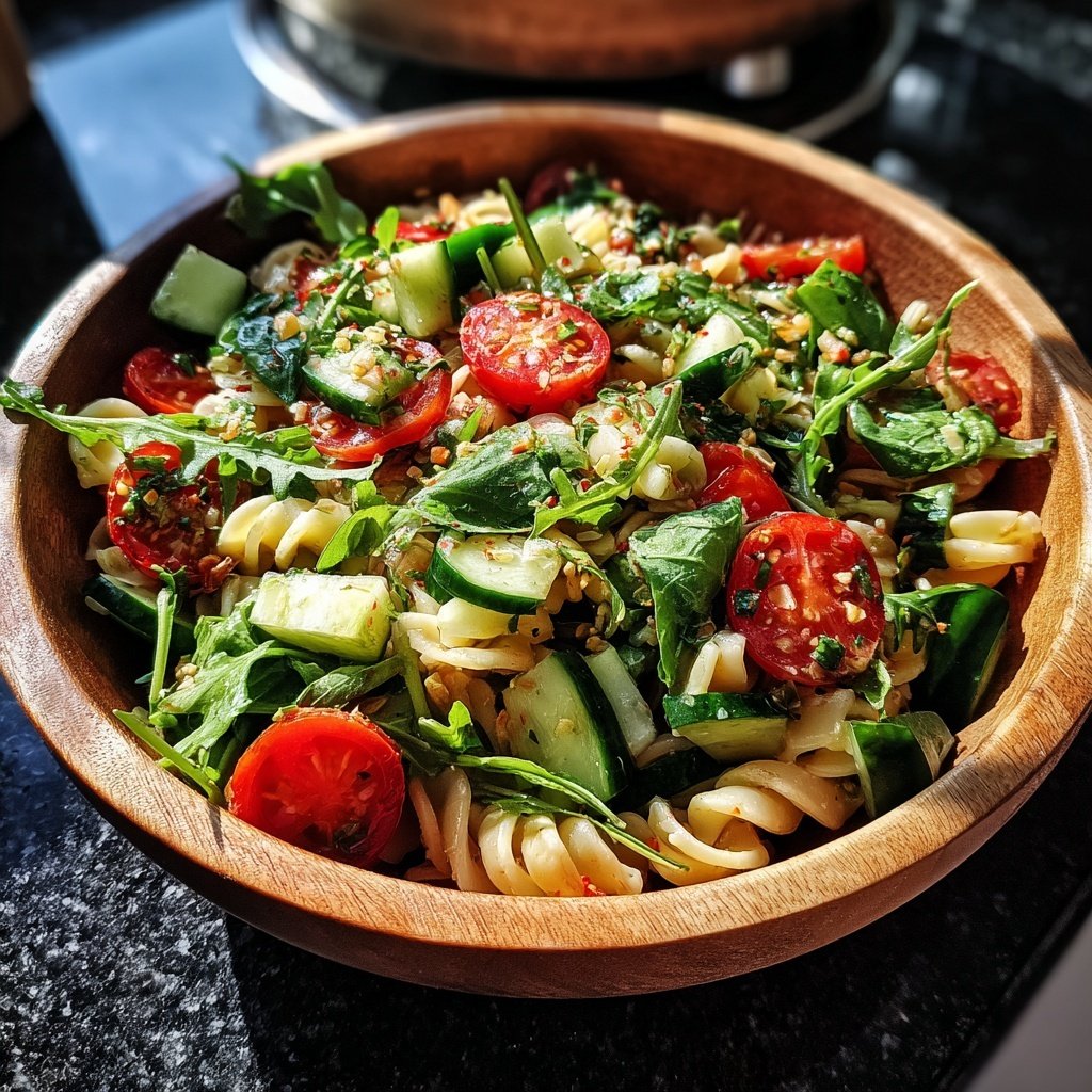 Mediterraner Nudelsalat Mit Rucola
