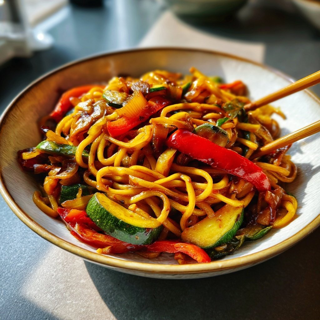 Gemüsepfanne mit Reisnudeln