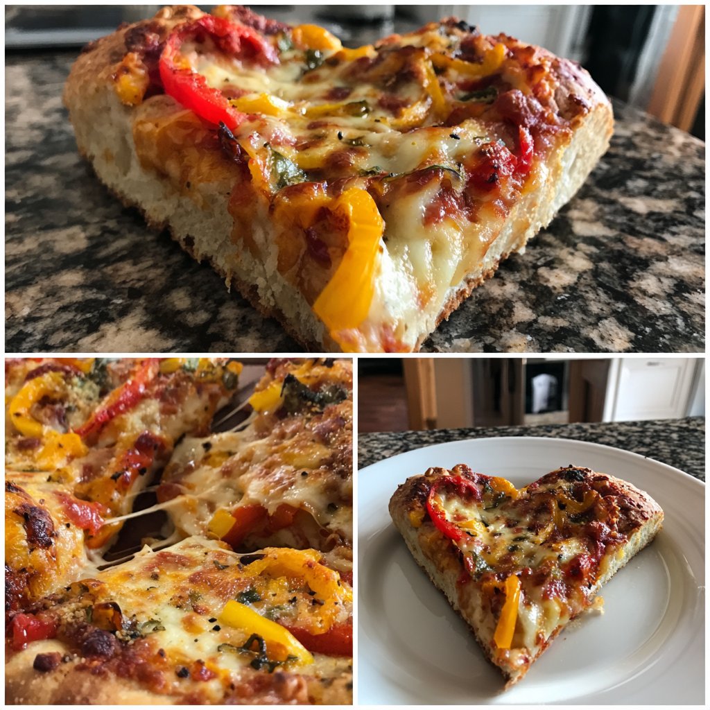 Hausgemachte Pizza mit Herzform