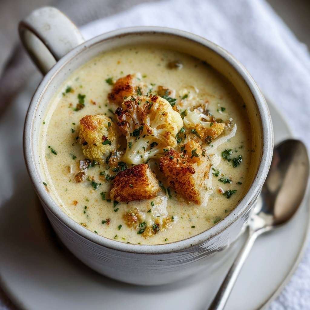Cremige Blumenkohlsuppe mit Muskat