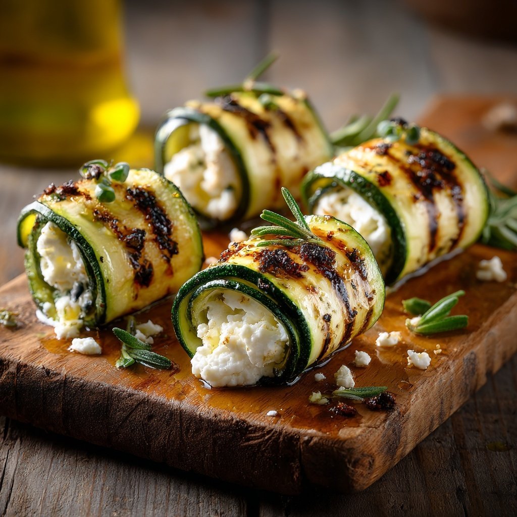Gegrillte Zucchini Röllchen Mit Frischkäse