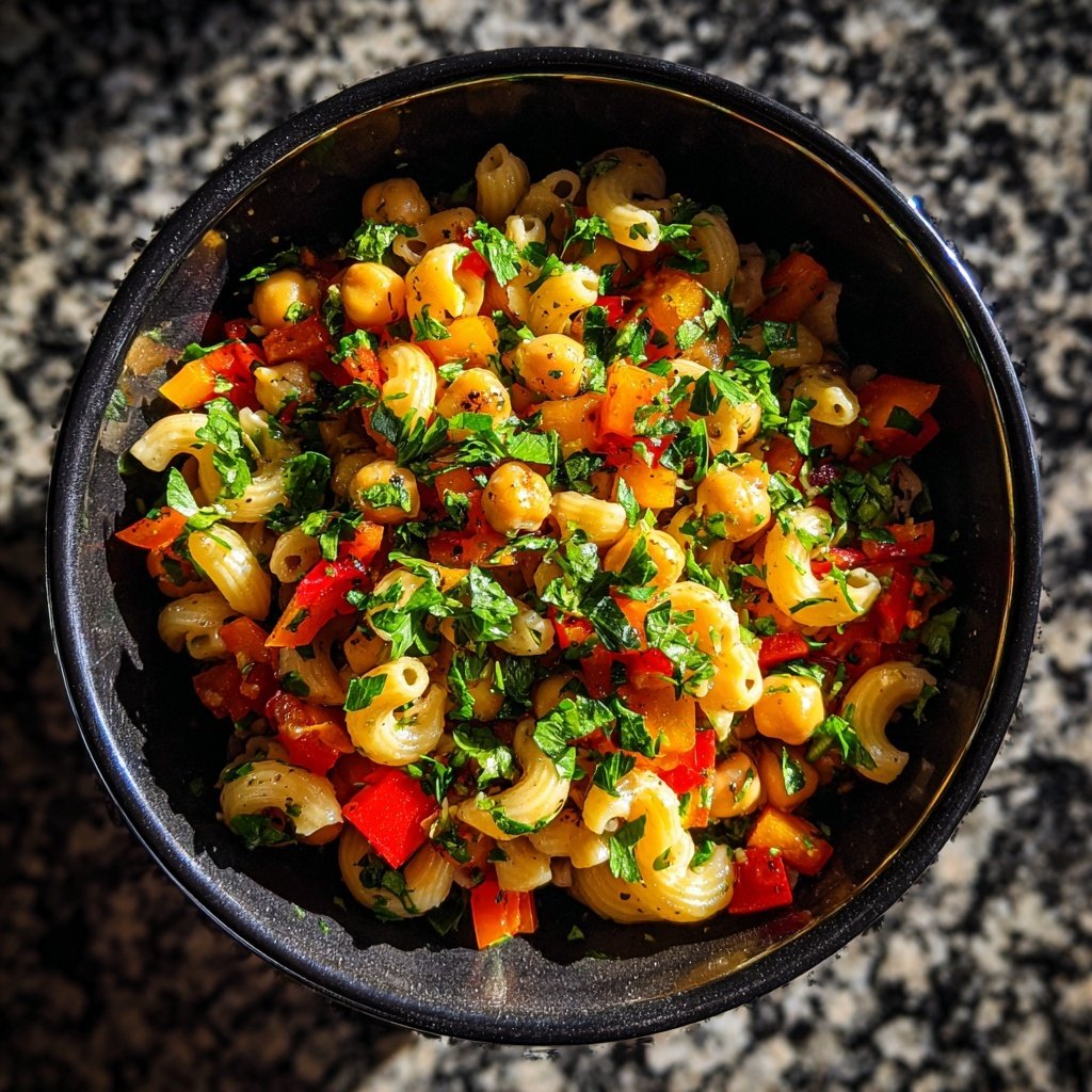 Mediterraner Nudelsalat Mit Kichererbsen